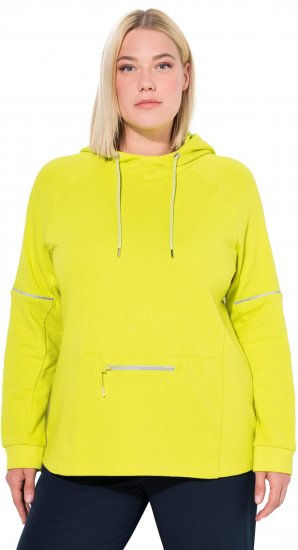 Ulla Popken Zippered Pocket and Reflective Piping Hoodie Green Apple - φούτερ/Φούτερ με κουκούλα - 