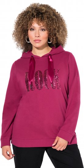 Ulla Popken Rock Sequined Hoodie Ruby - φούτερ/Φούτερ με κουκούλα - 