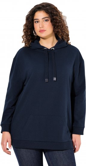 Ulla Popken Back Print Kangaroo Pocket Hoodie Navy - φούτερ/Φούτερ με κουκούλα - 