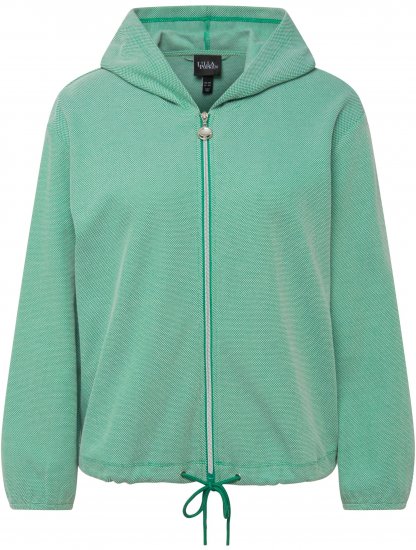 Ulla Popken Drawstring Hem Two-Tone Knit Hoodie Emerald Green - φούτερ/Φούτερ με κουκούλα - 