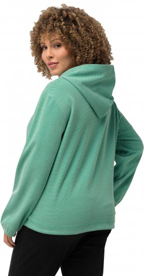 Ulla Popken Drawstring Hem Two-Tone Knit Hoodie Emerald Green - φούτερ/Φούτερ με κουκούλα - 