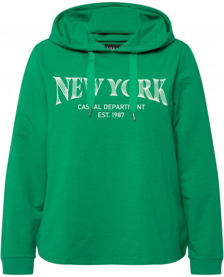 Ulla Popken City Name Graphic Hoodie Emerald Green - φούτερ/Φούτερ με κουκούλα - 