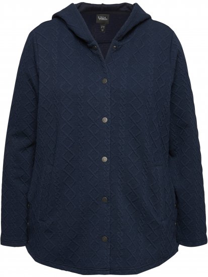 Ulla Popken Cable Knit Long Sleeve Hoodie Navy - φούτερ/Φούτερ με κουκούλα - 