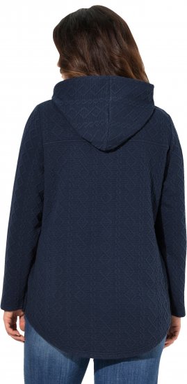 Ulla Popken Cable Knit Long Sleeve Hoodie Navy - φούτερ/Φούτερ με κουκούλα - 