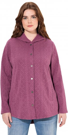 Ulla Popken Cable Knit Long Sleeve Hoodie Berry - φούτερ/Φούτερ με κουκούλα - 