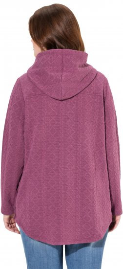 Ulla Popken Cable Knit Long Sleeve Hoodie Berry - φούτερ/Φούτερ με κουκούλα - 