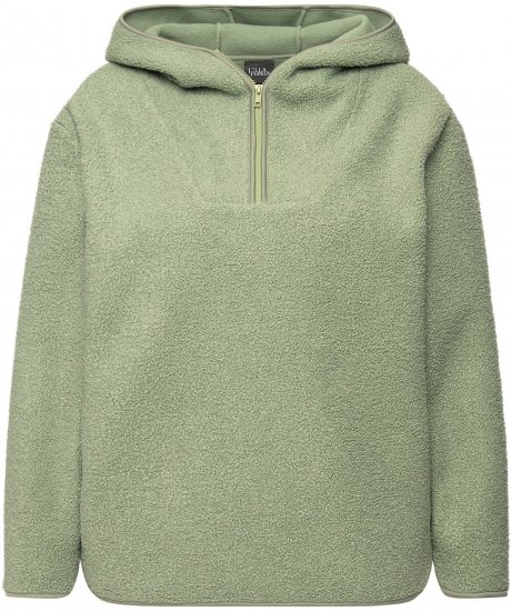 Ulla Popken Teddy Plush Long Sleeve Hoodie Sage Green - φούτερ/Φούτερ με κουκούλα - 