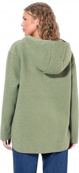 Ulla Popken Teddy Plush Long Sleeve Hoodie Sage Green - φούτερ/Φούτερ με κουκούλα - 