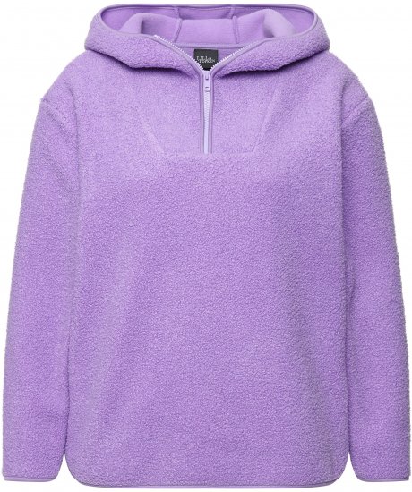 Ulla Popken Teddy Plush Long Sleeve Hoodie Pale Lilac - φούτερ/Φούτερ με κουκούλα - 