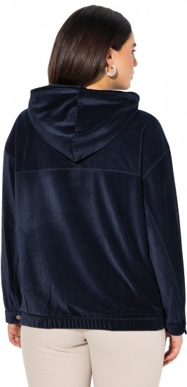 Ulla Popken Corduroy Hoodie Navy - φούτερ/Φούτερ με κουκούλα - 