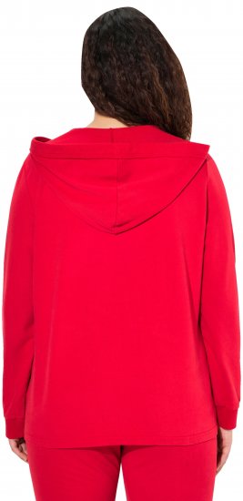 Ulla Popken Plunge Neck Long Sleeve Hoodie Salsa Red - φούτερ/Φούτερ με κουκούλα - 