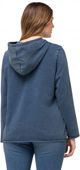 Ulla Popken Raw Hem Long Sleeve Hoodie Night Blue - φούτερ/Φούτερ με κουκούλα - 