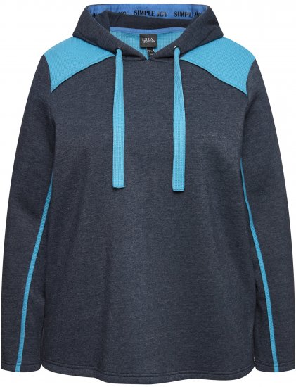Ulla Popken Waffle Pique Contrast Color Hoodie Navy - φούτερ/Φούτερ με κουκούλα - 