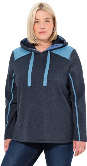 Ulla Popken Waffle Pique Contrast Color Hoodie Navy - φούτερ/Φούτερ με κουκούλα - 