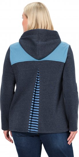 Ulla Popken Waffle Pique Contrast Color Hoodie Navy - φούτερ/Φούτερ με κουκούλα - 