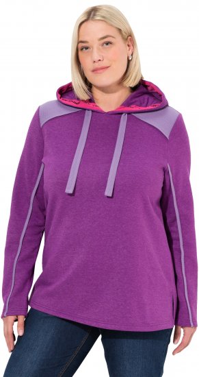 Ulla Popken Waffle Pique Contrast Color Hoodie Dark Purple - φούτερ/Φούτερ με κουκούλα - 