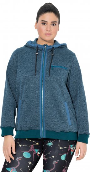 Ulla Popken Fleece-Lined Hoodie Dark Petrol - φούτερ/Φούτερ με κουκούλα - 