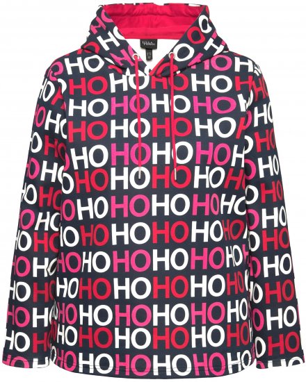 Ulla Popken Ho Ho Ho Lettering Hooded Sweatshirt Navy - φούτερ/Φούτερ με κουκούλα - 