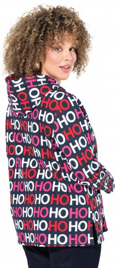 Ulla Popken Ho Ho Ho Lettering Hooded Sweatshirt Navy - φούτερ/Φούτερ με κουκούλα - 