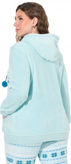 Ulla Popken Plush Alpine Striped Motif Loungewear Hoodie Baby Blue - φούτερ/Φούτερ με κουκούλα - 