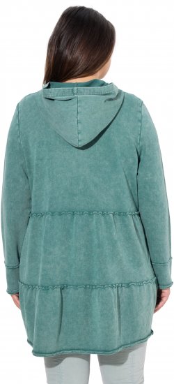 Ulla Popken Tiered Flounce Panel Zip Up Hoodie Green - φούτερ/Φούτερ με κουκούλα - 