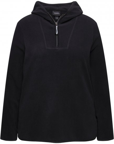 Ulla Popken Fleece Sweatshirt Hoodie Black - φούτερ/Φούτερ με κουκούλα - 