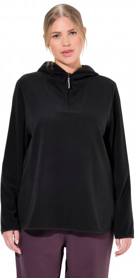 Ulla Popken Fleece Sweatshirt Hoodie Black - φούτερ/Φούτερ με κουκούλα - 