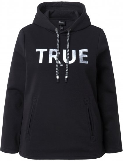 Ulla Popken TRUE Lettering Hoodie Black - φούτερ/Φούτερ με κουκούλα - 