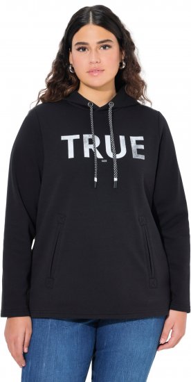 Ulla Popken TRUE Lettering Hoodie Black - φούτερ/Φούτερ με κουκούλα - 