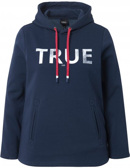Ulla Popken TRUE Lettering Hoodie Navy Blue - φούτερ/Φούτερ με κουκούλα - 