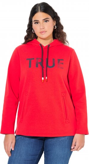 Ulla Popken TRUE Lettering Hoodie Neon Red - φούτερ/Φούτερ με κουκούλα - 