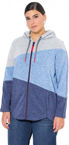 Ulla Popken Color Block Fleece-Lined Hoodie Atlantic Blue - φούτερ/Φούτερ με κουκούλα - 