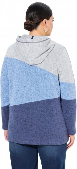 Ulla Popken Color Block Fleece-Lined Hoodie Atlantic Blue - φούτερ/Φούτερ με κουκούλα - 