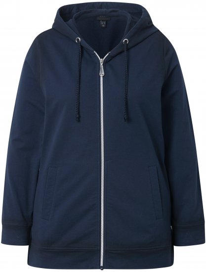 Ulla Popken Decorative Seam Zip-Up Hoodie Navy - φούτερ/Φούτερ με κουκούλα - 