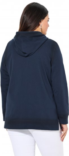 Ulla Popken Decorative Seam Zip-Up Hoodie Navy - φούτερ/Φούτερ με κουκούλα - 