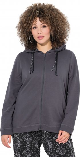 Ulla Popken Snake Detail Zip-Up Hoodie Graphite Grey - φούτερ/Φούτερ με κουκούλα - 