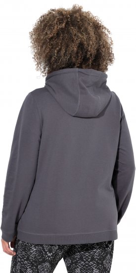 Ulla Popken Snake Detail Zip-Up Hoodie Graphite Grey - φούτερ/Φούτερ με κουκούλα - 