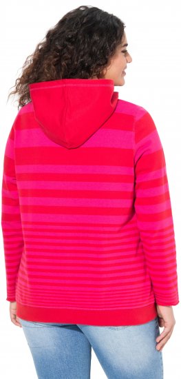 Ulla Popken Oversized Striped Long Sleeve Hoodie Lychee - φούτερ/Φούτερ με κουκούλα - 
