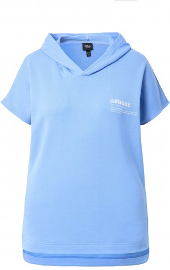 Ulla Popken Quick Drying Short Sleeve Hoodie Light Blue - φούτερ/Φούτερ με κουκούλα - 