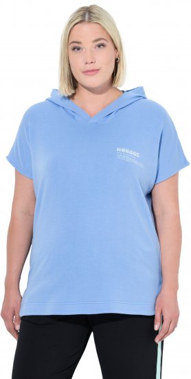 Ulla Popken Quick Drying Short Sleeve Hoodie Light Blue - φούτερ/Φούτερ με κουκούλα - 