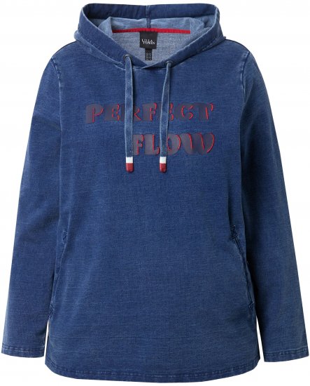 Ulla Popken Perfect Flow Embroidered Hoodie Indigo Denim - φούτερ/Φούτερ με κουκούλα - 