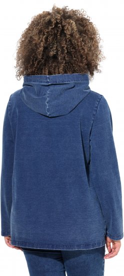 Ulla Popken Perfect Flow Embroidered Hoodie Indigo Denim - φούτερ/Φούτερ με κουκούλα - 
