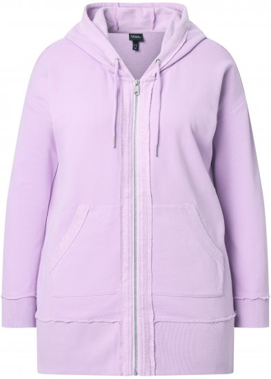 Ulla Popken Decorative Seam Zip-Up Hoodie Lavender - φούτερ/Φούτερ με κουκούλα - 