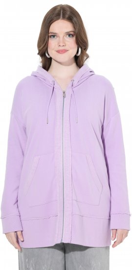 Ulla Popken Decorative Seam Zip-Up Hoodie Lavender - φούτερ/Φούτερ με κουκούλα - 