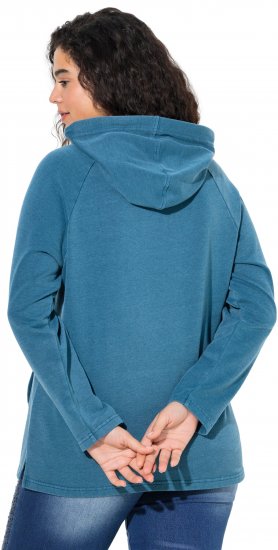 Ulla Popken Rhinestone Drawstring Moon Wash Hoodie Teal - φούτερ/Φούτερ με κουκούλα - 