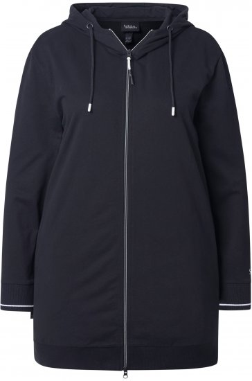 Ulla Popken Contrast Piping Zip-Up Hoodie Black - φούτερ/Φούτερ με κουκούλα - 
