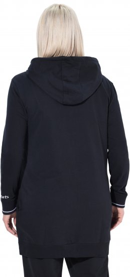 Ulla Popken Contrast Piping Zip-Up Hoodie Black - φούτερ/Φούτερ με κουκούλα - 