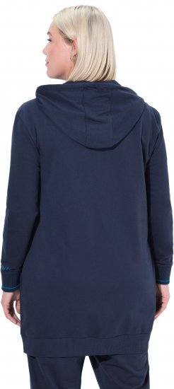 Ulla Popken Contrast Piping Zip-Up Hoodie Navy - φούτερ/Φούτερ με κουκούλα - 