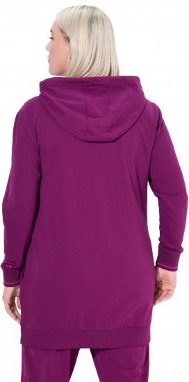Ulla Popken Contrast Piping Zip-Up Hoodie Pink Berry - φούτερ/Φούτερ με κουκούλα - 