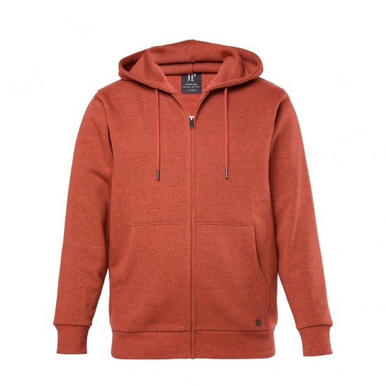 JP1880 Hoodie With Zipper Brick Brown - φούτερ/Φούτερ με κουκούλα - φούτερ/Φούτερ με κουκούλα ανδρικά μεγάλα μεγέθη 